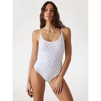 Guess 4G Logo One Piece Swimsuit - White