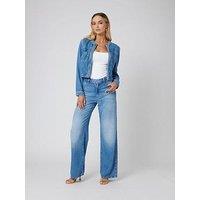 Guess Wide Leg Braided Jeans - Blue