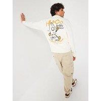Hugo Blue Nigotil Neon Logo Back Print Sweatshirt - White