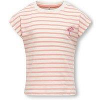 Only Kids Girls Stripe Short Sleeve Tshirt - Salmon Camelia Rose
