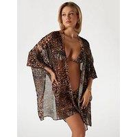 Guess Leopard Print Kimono - Brown