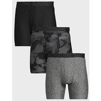 Under Armour Men'S 3 Pack Of Performance Tech 6 Inch Printed Boxers - Black/Multi
