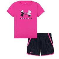 Under Armour Kids Girls Logo Woven Short Set - Rebel Pink