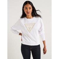 Guess Cn Long Sleeve Lace Triangle Fleece - White