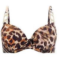Guess Leopard Print Padded Wire Bikini Top - Animal Print