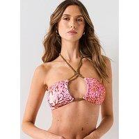 Guess Criss Cross Strap Coral Print Bandeau Top - Pink