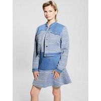 Guess Elsie Tweed Mix Denim Jacket - Blue