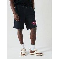 Hugo Blue Nomario Oversized International Logo Jersey Shorts - Black