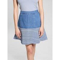 Guess Elsie Tweed Mix Denim Skirt - Blue