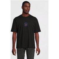 Hugo Blue Napoka Floral Back Graphic T-Shirt- Black