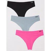 Under Armour Womens Pure Stretch No Show Thong 3 Pack - Black/Multi