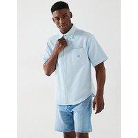 Hugo Blue Ebronn Waffle Short Sleeve Shirt- Light Blue