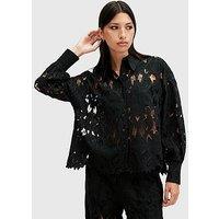 Allsaints Charli Relaxed Fit Embroidered Shirt - Black