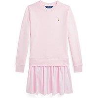Polo Ralph Lauren Girls Woven Hem Sweat Dress - Pink