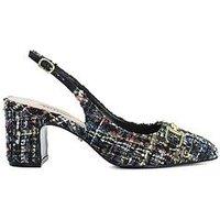 Dune London Choices Brand Snaffle Block-Heeled Slingback Courts - Boucle