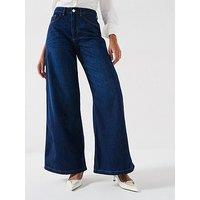 V By Very High Waist Palazzo Jeans - Dark Wash