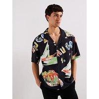 Hugo Relaxed Fit Short Sleeve Shirt- Black