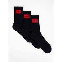 Hugo 3 Pack Rib Label Crew Socks - Black