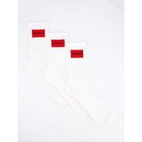 Hugo 3 Pack Rib Label Crew Socks - White