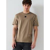 Hugo Dalile Regular Fit Centre Stacked Nikel Logo T-Shirt-Brown - Medium Brown