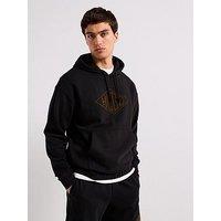 Hugo Dacorolo Relaxed Flocked Geo Logo Overhead Hoodie - Black