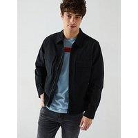 Hugo Eselio Relaxed Seersucker Overshirt Jacket - Black