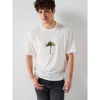 Hugo Duwom Relaxed Palm Tree T-Shirt - Natural