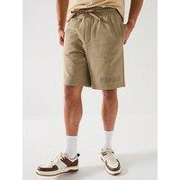 Hugo Dinkoe Tonal Logo Jersey Shorts - Khaki
