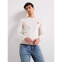 Hugo San Cassius-C1 Relaxed Fit Knitted Jumper- Natural