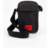 Hugo Ethon 2.0 Red Patch Logo Crossbody Bag - Black