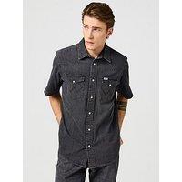 Wrangler Short Sleeve Western Denim Shirt - Black