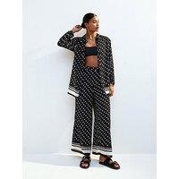 New Look Black Polka Dot Wide Leg Beach Trousers - Print
