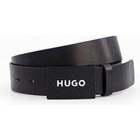 Hugo Gilao-Z Logo Plaque Leather Belt - Black