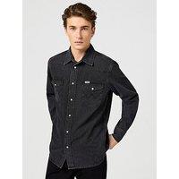 Wrangler Long Sleeve Western Denim Shirt - Black