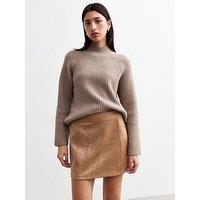 New Look Faux Suede Mini Skirt - Camel