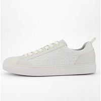 Hugo Men'S Morrie Tenn Monogram Leather Trainers- White