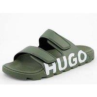 Hugo Men'S Evander Two Strap Logo Sandals - Dark Green