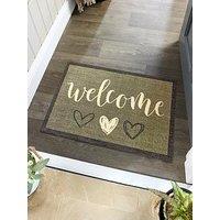 Very Home My Welcome Washable Doormat - Sage Green 50X75Cm