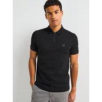 Boss Passerzip Zipped Polo Shirt - Black