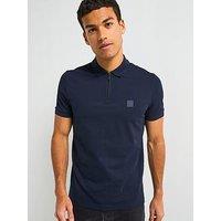 Boss Passerzip Zipped Polo Shirt - Dark Blue