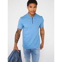Boss Passerzip Zipped Polo Shirt - Light Blue
