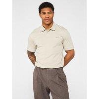 Boss Interlock Tonal Logo Polo Shirt - Light Beige