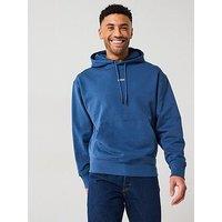 Boss Wesmallhood Regular Fit Centre Logo Overhead Hoodie- Dark Blue