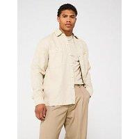 Boss Locky Linen Double Pocket Shirt - Light Beige