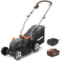 Worx 20V Powershare 33Cm Cordless Brushless Lawn Mower 200M2 With X1 4.0Ah Battery & Charger