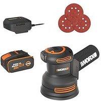 Worx 20V Powershare Cordless Brushless Orbital Sander With X1 4.0Ah Battery & Charger