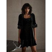 Mint Velvet Bow Detail Velvet Mini Dress - Black