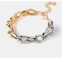 Mint Velvet Mixed Metal Chain Bracelet - Gold