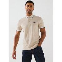 Boss Paddy Regular Fit Tipping Polo Shirt -Light Beige