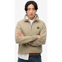Superdry Contrast Stitch Half Zip Sweat Top - Light Khaki